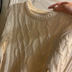 SOLD- Cable Knit Cream Sweater